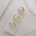 Minimalist gold metal hair clips set, elegant ponytail cuff accessories for women daily style. - 3-Piece Ponytail Hook Set / Gold
