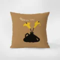 Brown decorative throw pillow with modern vase and flower graphic design for home sofa bed. - 35x35cm Pillowcase Without Core / Cream Ins Floral 3