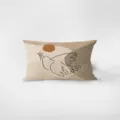 Coussin rectangulaire art lineaire abstrait avec motif de colombe pour decor de canape salon. - Motif Recto-Verso 30x50cm (Housse de Coussin Sans Garnissage) / Style Bois Abstrait 1