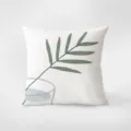 Primo piano dettagliato del morbido cuscino in velluto con stampa artistica botanica verde. - Motivo fronte-retro 45X45cm (Federa senza imbottitura) / Stile 6