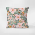 Detailed view of modern minimalist floral throw pillow cover with soft velvet fabric. - Floral Season 02 / 35x35cm (Without Core)