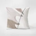 Detail view of abstract watercolor pillow cover, soft flannel fabric, neutral beige tones. - Style 4