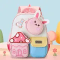 Kinder rosa süßer Cartoon Hase Rucksack Schultasche mit mehreren Taschen für Alltag - Hellrosa