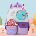 Niedlicher Kinder Schulrucksack mit Hasen-Tasche und Pilz-Fach für den Kindergarten. - Lila