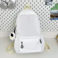 Minimalistischer einfarbiger Pendler-Rucksack, große Kapazität Schultasche für Damen weiß. - Mit Anhänger / Weiß