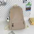 Einfarbiger lässiger Rucksack für Pendler, große Kapazität Schulranzen für Damen. - Mit Anhänger / Khaki