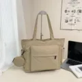 Beige große Damen Umhängetasche, stilvolle Shopper Tasche für Alltag und Arbeit. - Khaki