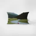 Cuscino rettangolare in velluto con stampa di paesaggio verde per divano e auto. - Motivo Bifacciale 30x50cm (Fodera Senza Imbottitura) / Stile Fotografia Verde Minimalista 1