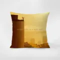 Vue détaillée du coussin de canapé minimaliste en velours jaune avec imprimé artistique. - Motif Double Face 35X35cm (Taie d'oreiller sans rembourrage) / Jaune 1