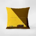 Gros plan détaillé d'une housse de coussin artistique avec design de film et citation. - Motif Double Face 35X35cm (Taie d'oreiller sans rembourrage) / Jaune 2