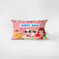 Housse de coussin anniversaire dessin animé mignon, taie rectangulaire rose canapé. - Taie d'oreiller à motif double face 30x50 cm (Sans rembourrage) / Smiley Charmant 2
