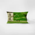 Dettaglio cuscino rettangolare in flanella verde, federa stile foresta per divano casa. - Motivo Bifacciale 30x50cm (Fodera Senza Imbottitura) / Modello Verde 3