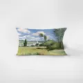 Vista ravvicinata del cuscino decorativo artistico con stampa di pittura paesaggistica. - Motivo Bifacciale 30x50cm (Fodera Senza Imbottitura) / Stile Fotografia Verde Minimalista 3