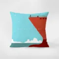 Dettaglio del cuscino blu in stile nordico con grafica di nave artistica e testo motivazionale. - Stampa Bifacciale 35x35cm (Copertura Senza Imbottitura) / Blu-4