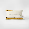 Detail view of a Nordic style rectangular velvet throw pillow with autumn art design and quote. - Double-Sided Pattern 30x50cm (Cover Without Core) / Yellow 3