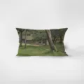 Vista dettagliata del cuscino rettangolare in morbido velluto con stampa paesaggistica. - Motivo Bifacciale 30x50cm (Fodera Senza Imbottitura) / Stile Fotografia Verde Minimalista 4
