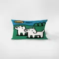 Detailed view of the cute cartoon dog rectangular throw pillow, featuring playful puppy print. - Cartoon Cute Dog 6
