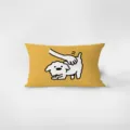 Detailed view of a Nordic cartoon cute dog rectangular velvet throw pillow, soft waist cushion. - Cartoon Cute Dog 7