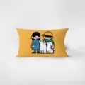 Soft velvet rectangular throw pillow cover featuring a cute cartoon dog and couple illustration. - Cartoon Cute Dog 8