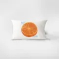 Rectangular cushion cover detail, featuring a vibrant orange slice graphic and modern typography. - Dopamine Cream Style 7