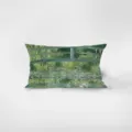Modern artistic rectangular throw pillow featuring Monet bridge print, soft velvet lumbar cushion. - Minimalist Green Photography Style 6