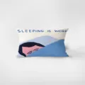 Nordic style rectangular throw pillow detail, artistic sleeping illustration, soft velvet fabric waist cushion. - Dopamine Cream Style 8
