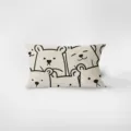 Close-up detail of the cute cartoon bear pattern on the soft rectangular throw pillow. - Charming Smiley 9