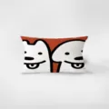 Close-up of a Nordic cartoon dog rectangular velvet throw pillow detail view for cozy home decor. - Cartoon Cute Dog 11