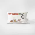 Morbido cuscino rettangolare in velluto con stampa di coniglietto e design calligrafico. - 30x50cm Federa Senza Imbottitura / Ping An Xi Le 04
