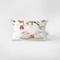 Detail shot of Chinese style rabbit print rectangular throw pillow, soft flannel fabric accent. - Ping An Xi Le 05