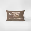 Primo piano della federa per cuscino rettangolare con grafica di tazza di caffè. - Motivo Bifacciale 30x50cm (Fodera Senza Imbottitura) / Stile Maillard retrò 1