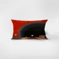 Detailed view of the rectangular velvet pillow featuring an artistic tunnel and railway print. - Double-Sided Pattern 30x50cm (Cover Without Core) / HTTR Red 2