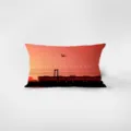 Nordic red rectangular throw pillow with sunset train silhouette art design soft velvet cushion cover - Double-Sided Pattern 30x50cm (Cover Without Core) / HTTR Red 3