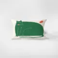 Artistic green cat pattern rectangular throw pillow sofa cushion for home living room decor - 30x50cm (Without Core) / Meow Language 3