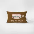 Retro brown velvet rectangular throw pillow cover with cute coffee cup graphic and text print. - Retro Maillard Style 6