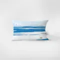 Nordic blue polar landscape printed rectangular throw pillow detail, soft velvet cushion cover. - Blue 5