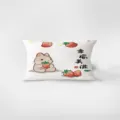 Rectangle velvet throw pillow featuring cute cartoon rabbit and strawberry design for living room. - Xing Fu Mei Man 10