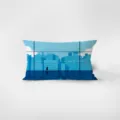 Nordic blue cityscape rectangular throw pillow velvet waist cushion cover home decor. - Blue 7