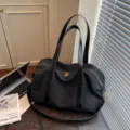 Schwarze Canvas Reisetasche große Kapazität Schultertasche Damen Sport Fitness Yoga Tasche. - Schwarz
