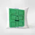 Vista ravvicinata del cuscino decorativo con stampa di porta verde artistica e testo. - Stampa Bifacciale 35x35cm (Copertura Senza Imbottitura) / Ins Verde 3