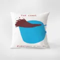 Dettaglio della federa per cuscino decorativa con tazza blu illustrata e citazione. - Stile Ragazza Nordica 2 / Federa 35x35cm Senza Imbottitura
