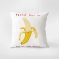 Funny banana print throw pillow, soft white velvet decorative cushion cover for sofa bed. - Warm Yellow Series 7