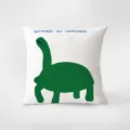 Decorative throw pillow with cute green dinosaur art print, soft fabric couch cushion cover. - Ins Green 8