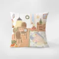 Nordic cozy fairy tale style throw pillow cover, cute hand-drawn room illustration, soft cushion - Romantic Fairytale 8