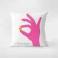 Artistic pink hand print throw pillow, decorative square cushion for sofa, bed, and car. - Pink Cute Art 11