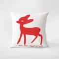 Vista dettagliata del cuscino con cervo rosso, tessuto in morbido velluto, decorazione per divano. - Stampa Bifacciale 35x35cm (Copertura Senza Imbottitura) / Serie Rossa INS 366-4