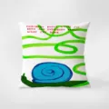 Decorative throw pillow cover featuring creative snail art and text design, soft fabric. - Little Girl 6