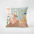 Charming Nordic style cat illustration throw pillow cover soft velvet cushion case for sofa home decor - Romantic Fairytale 11
