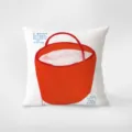 Decorative throw pillow with funny red bucket illustration and quote, cozy velvet cushion case. - Double-Sided Print 35x35cm (Cover Without Core) / Red Series INS 366-6