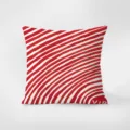 Close-up view of the modern red and white striped abstract decorative throw pillow cover. - Funny Pillow 368-10
